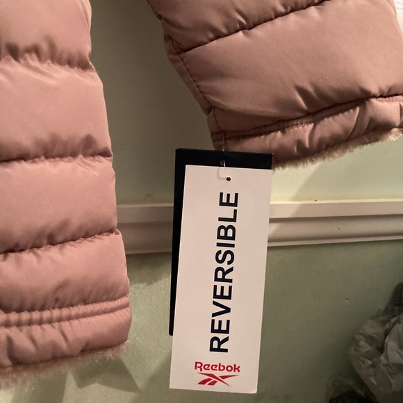 Reebok Womens Reversible Hooded Puffer Coat, Color Dusty Rose, Size Medium, NWT - Picture 10 of 16